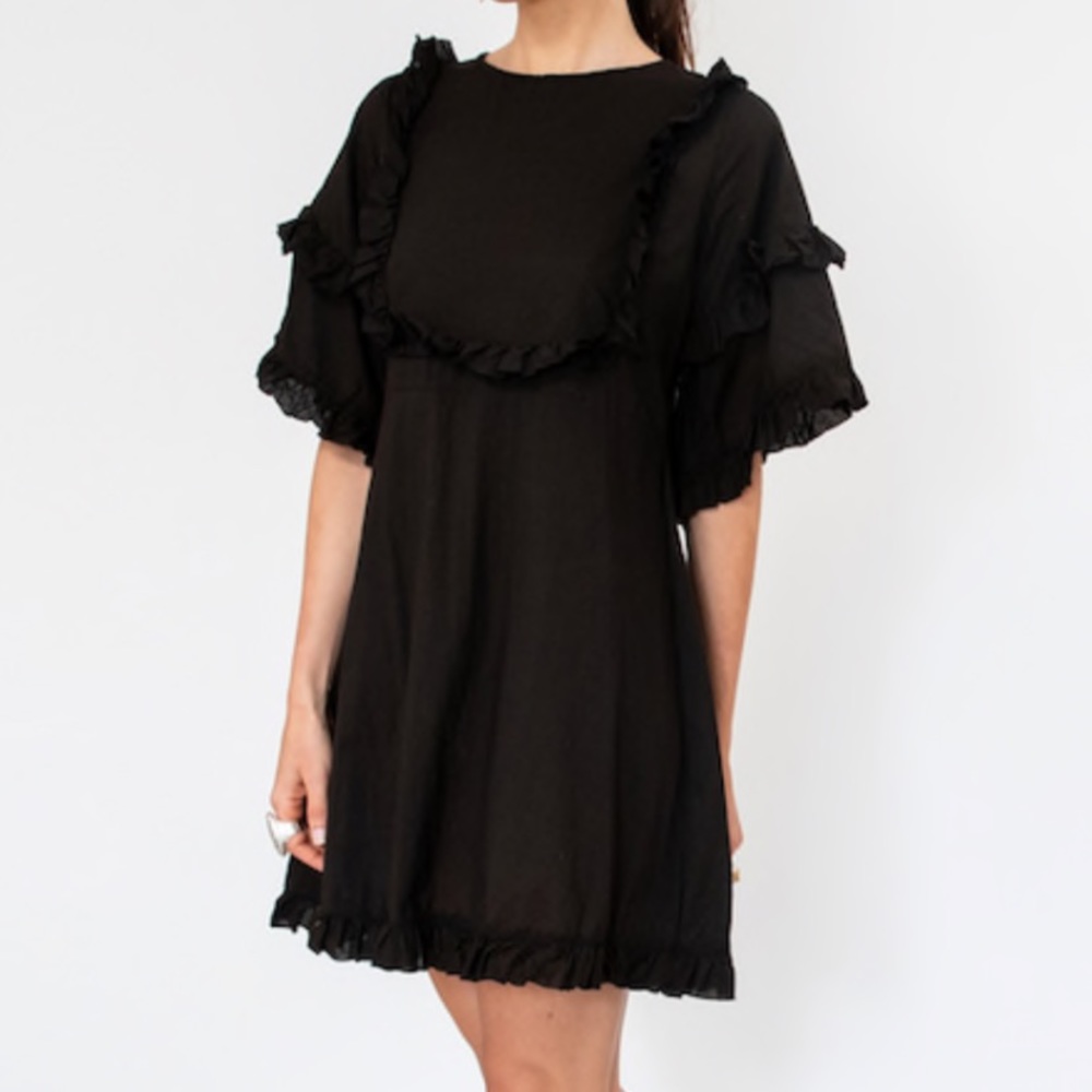 Porto Lido black Ruffle Dress